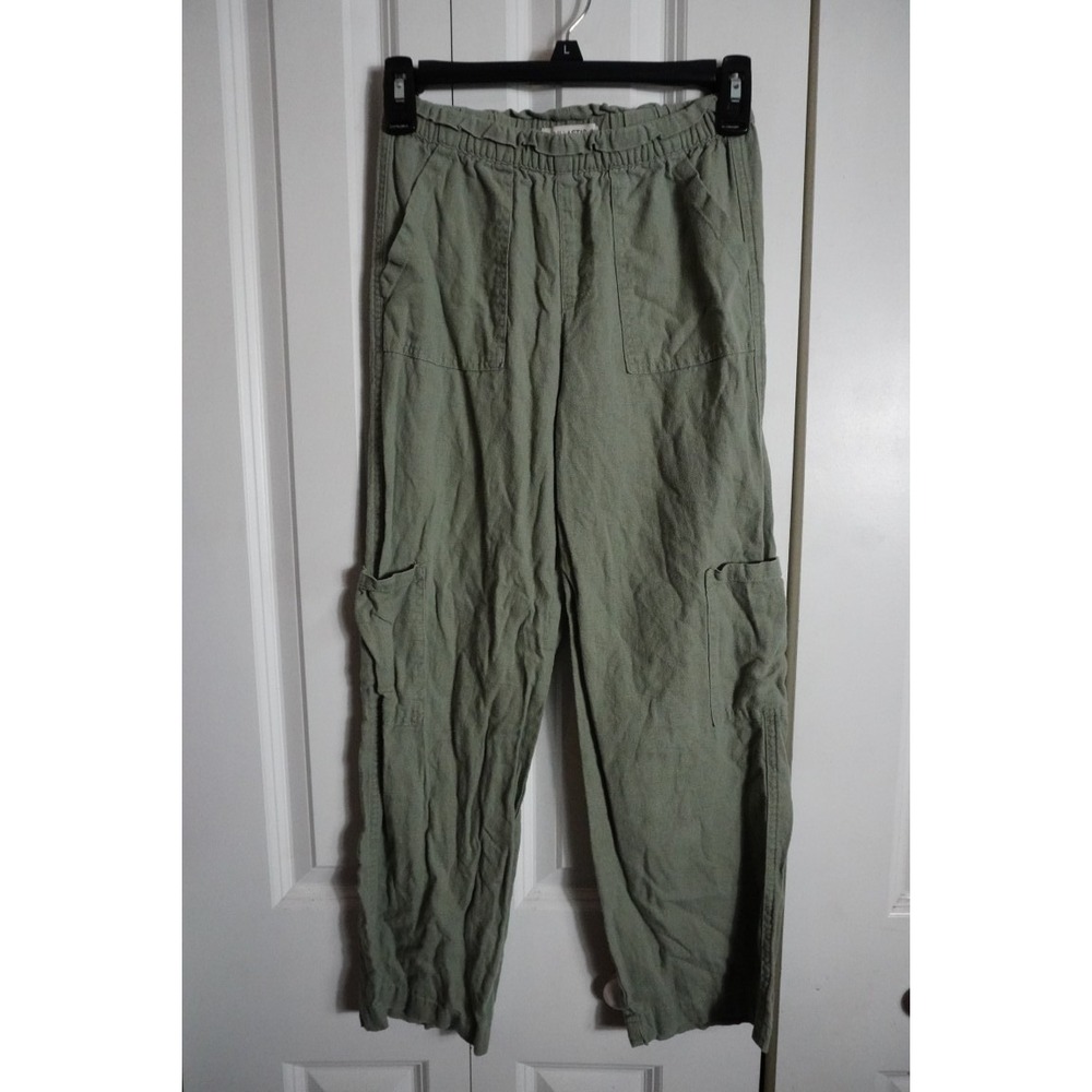 Vanilla Star Girl Cargo Pants Size 10 Utility Sage Green Linen Blend
